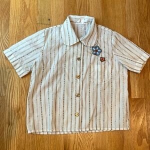Vintage girls scout short sleeve shirt with embroidery